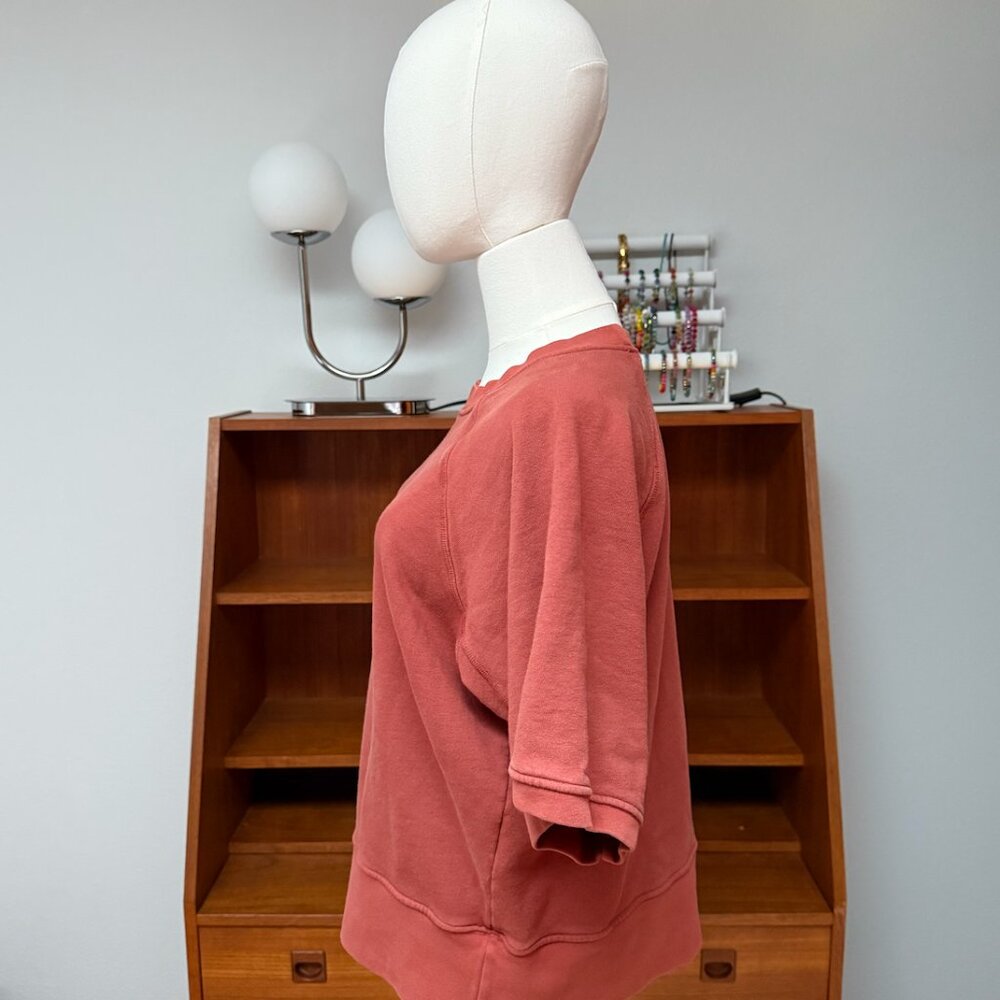 Imogene + Willie Rust Orange Raglan Sweatshirt Short Sleeve Boxy Fit Size Medium - Picture 3 of 5